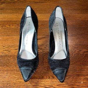 Martinez Valero Black Satin-like Ruched Pumps Size 8.5